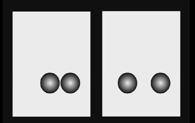 En el vídeo, del cual se obtuvo esta captura de pantalla, los bebés prestaron más atención a lo que ocurría a la izquierda, donde las pelotas se encuentran, que a la de la derecha, donde una de las pelotas se aleja. Crédito del video, del que se obtuvo la captura de pantalla: Dra. Alessandra Geraci, Universidad de Catania