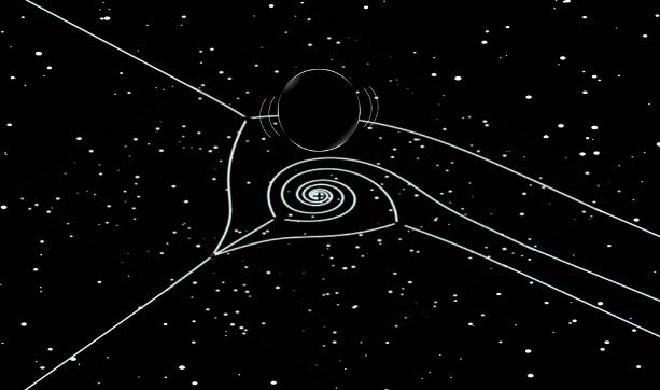 La imagen de las curvas de Stokes y un agujero negro (Crédito: KyotoU / Taiga Miyachi)