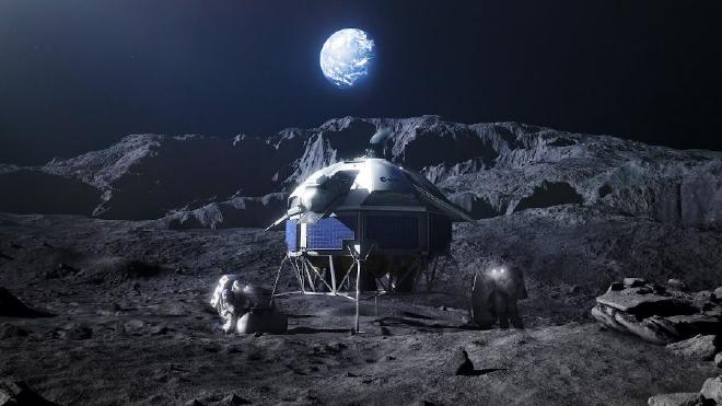 Una representación de un módulo lunar del programa Argonaut de la Agencia Espacial Europea, que tiene su primera misión a la Luna programada para 2030. El metano liberado por naves espaciales como estas podría contaminar regiones heladas de los polos lunares que podrían albergar pistas sobre los orígenes de la vida terrestre. Crédito y copyright de la imagen: ESA